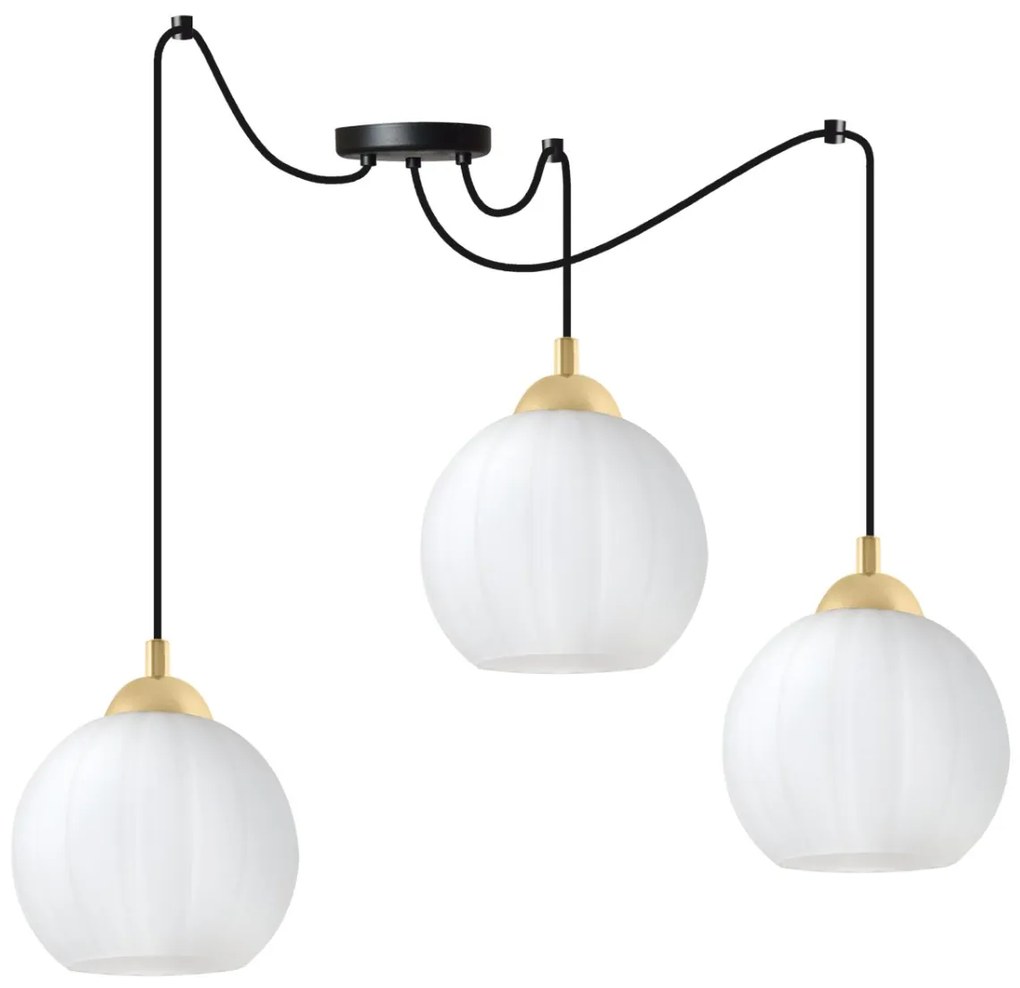 Závesné svietidlo Costa Spider, 3x biele sklenené tienidlo, b/g