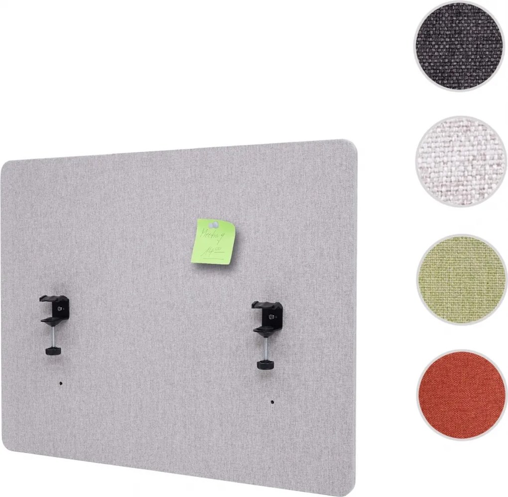 Akustický panel na stôl HWC-G75 - dvojstenná látka/textil - 60x75cm - sivá