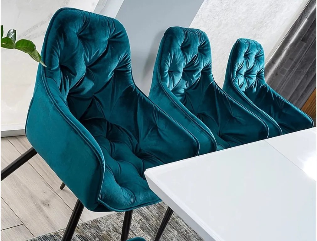 SI Čerešňová zamatová stolička tyrkysová