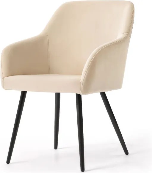Sada štyroch jedálenských stoličiek ESTELLE zamatové, béžové / čierne nohy (4 ks)