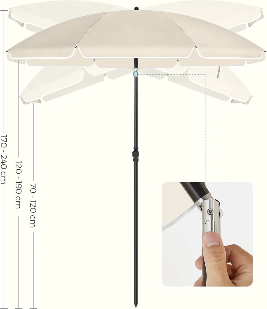 Zahradní slunečník s ochranným obalem Untra 200 cm béžový