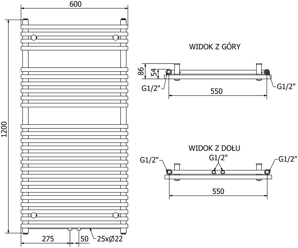 Mexen Sol vykurovacie teleso 1200 x 600 mm, 658 W, biela, W125-1200-600-00-20