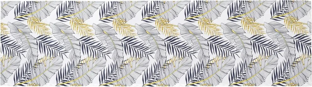 Behúň na stôl 40x150 cm, listy, biely