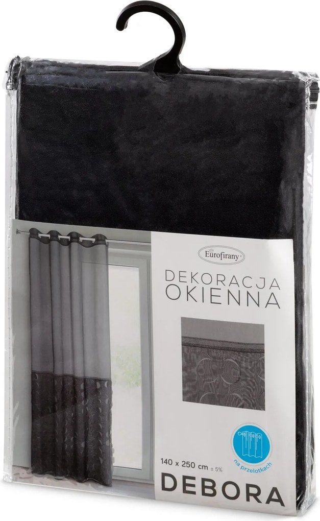 ZÁCLONA NA KRÚŽKOCH DEBORA 140X250 CM ČIERNA