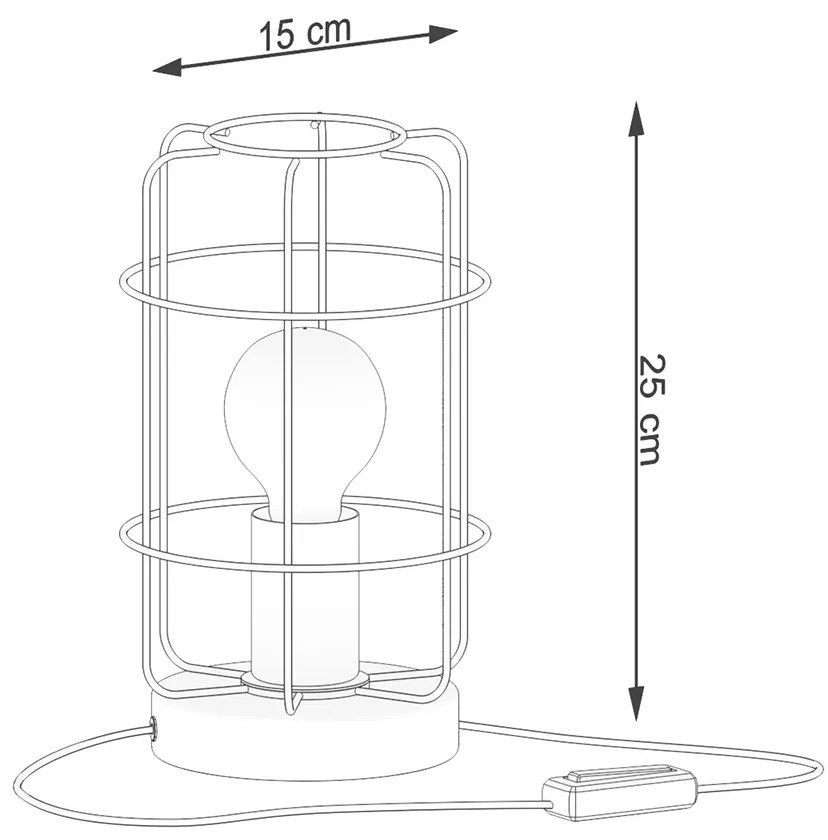 Stolná lampa Gotto, 1x drevené/čierne drôtené tienidlo