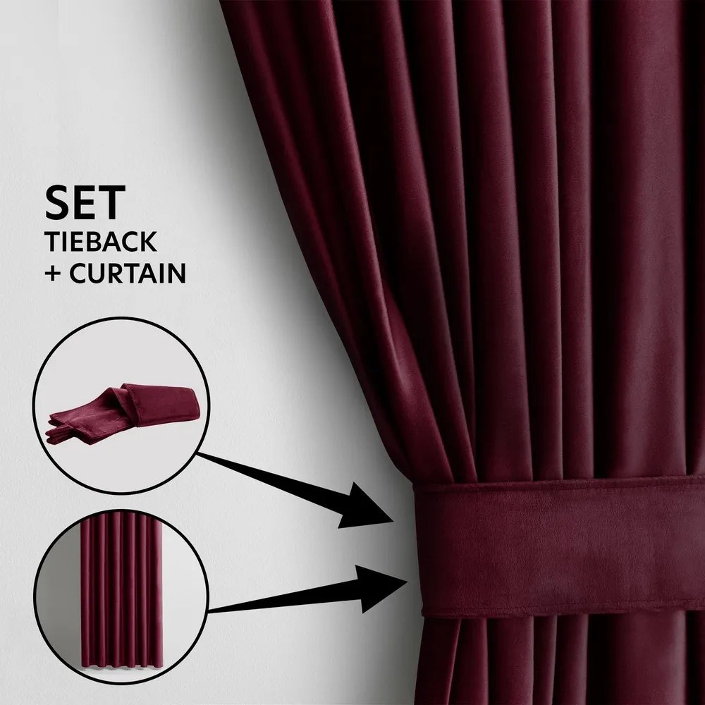 Vínovočervený zamatový dimout záves 140x245 cm Eyelets – Restilo