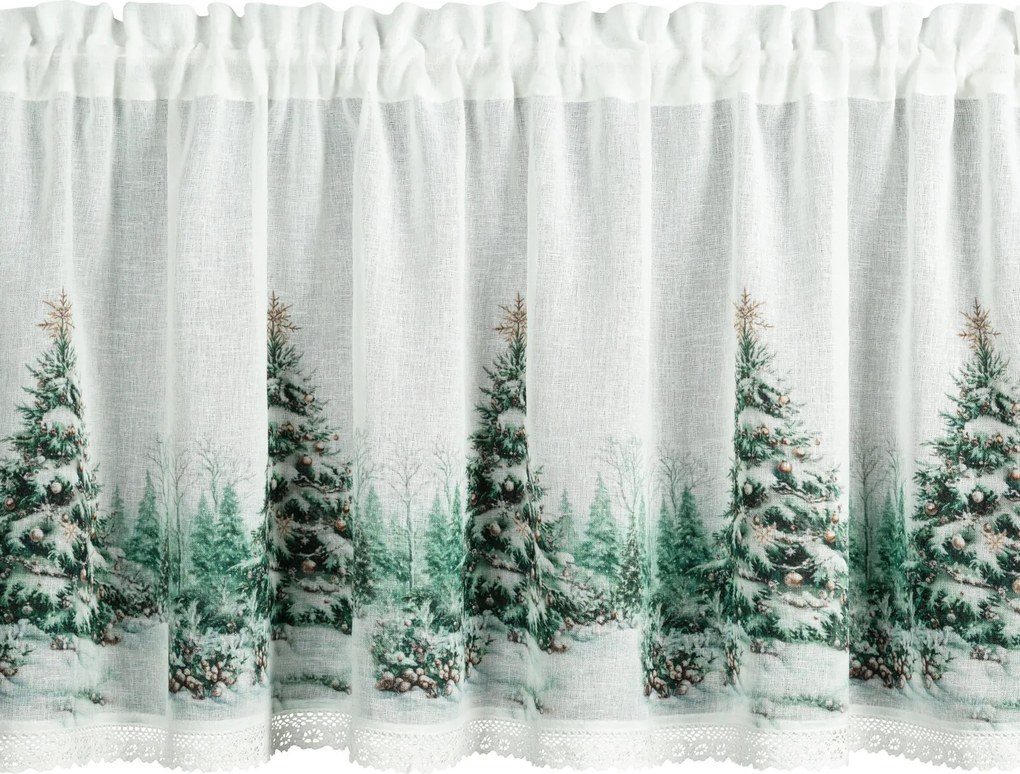 KRÁTKA VIANOČNÁ ZÁCLONA NA PÁSKE XMAS9 150X60 CM VZOROVANÁ