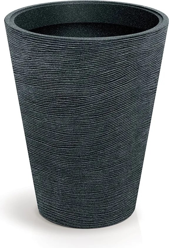 Plastový květináč TUBRAN ROUND MIDL 48 cm černý granit