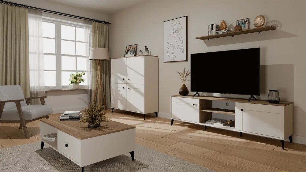 TV stolík Point 183 cm dub Castello/kašmírová