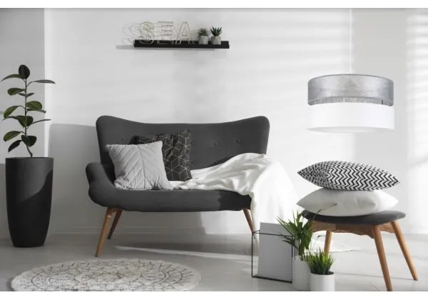 Luster na lanku LIMA 1xE27/60W/230V strieborná/biela