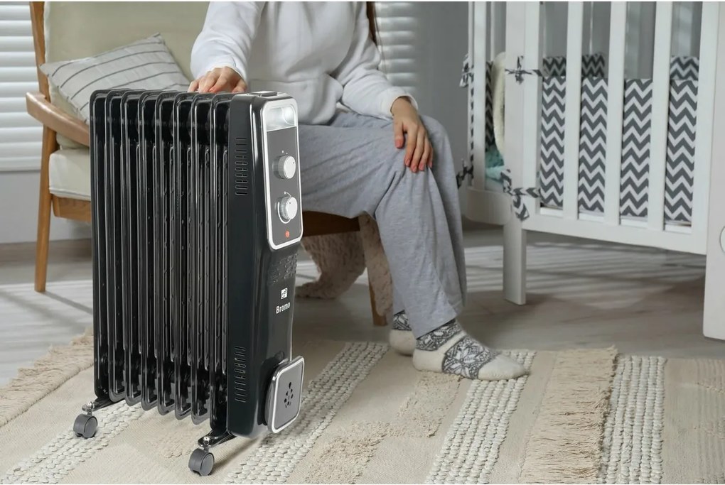 G21 Olejový radiátor Bromo, 9 rebier, 2000 W, čierna, M