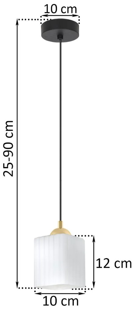 Závesné svietidlo Riffle Square, 1x biele sklenené tienidlo, b/g