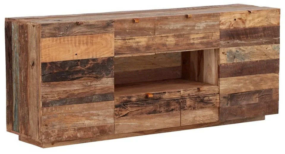 furniture-nabytek.cz - Masívny príborník Oldwood z recyklovaného dreva, lakovaný, prírodná farba – 180×40×75 cm