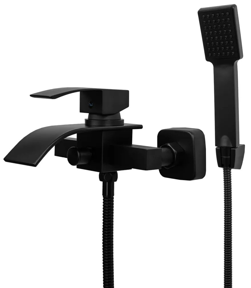 Gamma Elva, nástenná vaňová batéria s ručnou sprchovou súpravou, čierna matná, GMA-BEAW-BK
