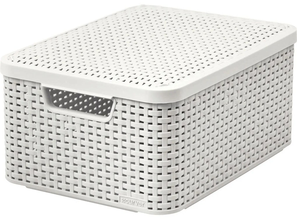 Curver Úložný box STYLE M krémovo biely s vekom