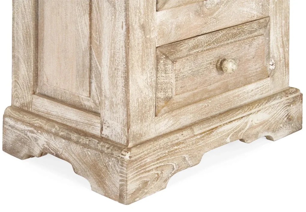furniture-nabytek.cz - Masivní koupelnová vysoká komoda Patina z mangového dřeva, lakovaná, přírodní – 48×33×130 cm