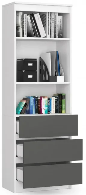Regál R60 3SZ 2P CLP biely / sivý