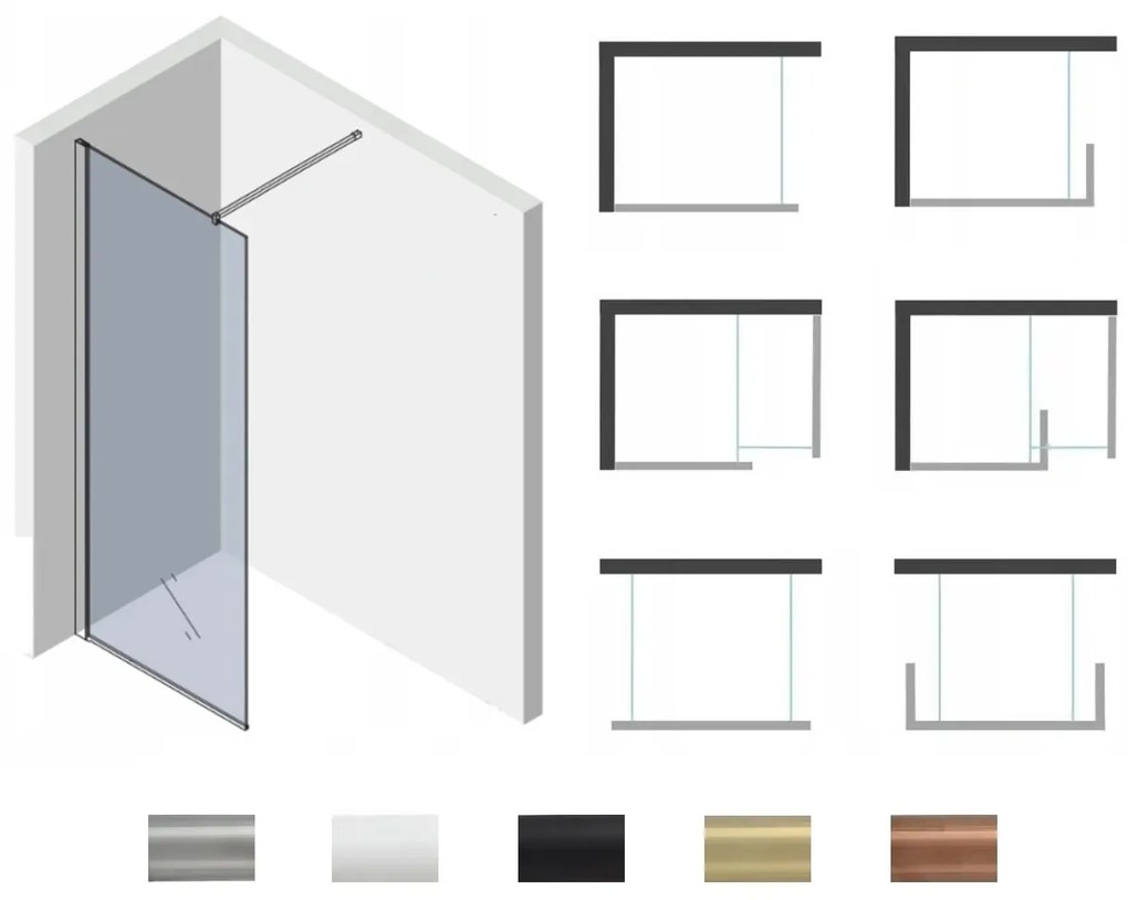 Variabilná sprchová zástena MAXMAX KIOTO 60x200 cm, 8 mm - číre sklo