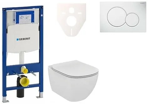 Cenovo zvýhodnený závesný WC set Geberit do ľahkých stien / predstenová montáž + WC Ideal Standard Tesi 111.300.00.5NF1, 1 ks