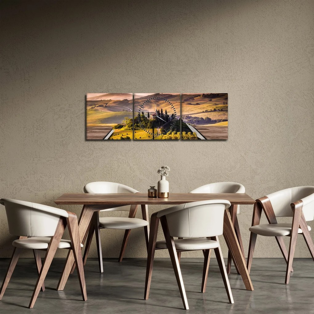 Obraz krajiny v knihe (s hodinami) (90x30 cm)