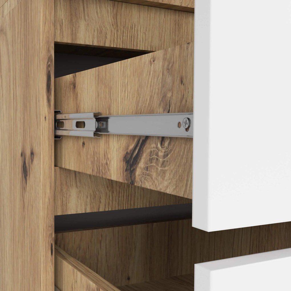 Šatníková skriňa Tesi S90 s dvoma zrkadlami dub artisan/biela