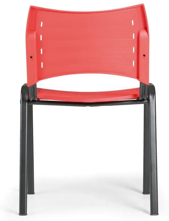 Plastová stolička SMART, chrómované nohy, červená