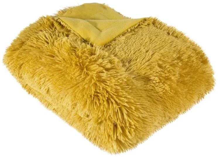 EUROFIRANY Nadýchaná a na dotyk príjemná hrejivá deka z mäkkej kožušiny 200 cm x 220 cm horčicová 100 % polyester Varianta: 362742