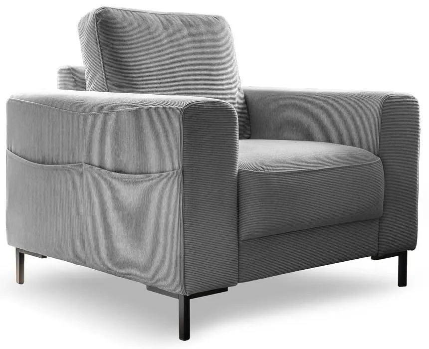 Sivé menčestrové kreslo Lofty Lilly – Miuform