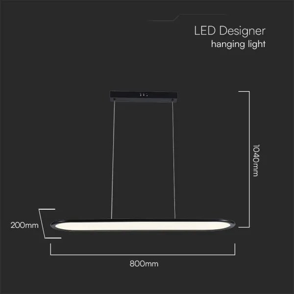 LED Luster na lanku LED/24W/230V 3000K čierna