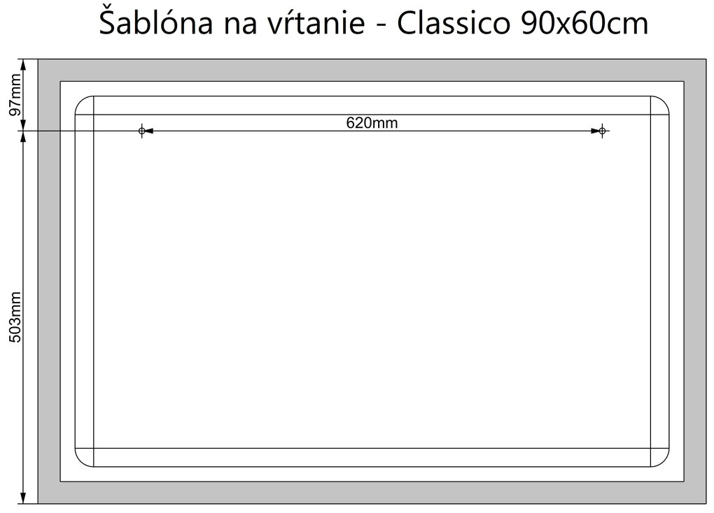 LED zrkadlo Classico 90x60cm studená biela - wifi aplikácia