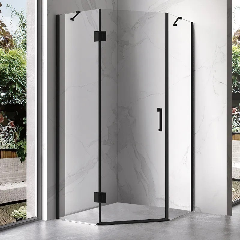 BPS-koupelny Päťuholníkový sprchovací kút KZ10A 80x80 BL čierna/transparent - bez vaničky