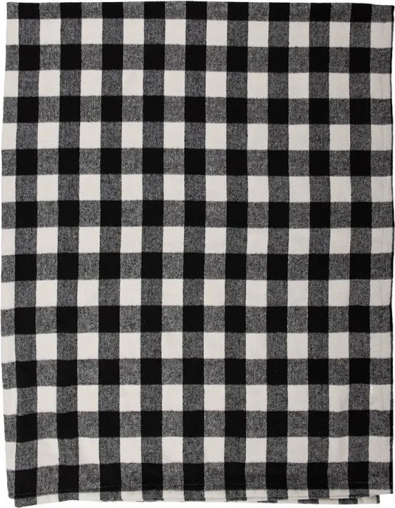 Čierno-biely károvaný plyšový pléd - 130*170 cm