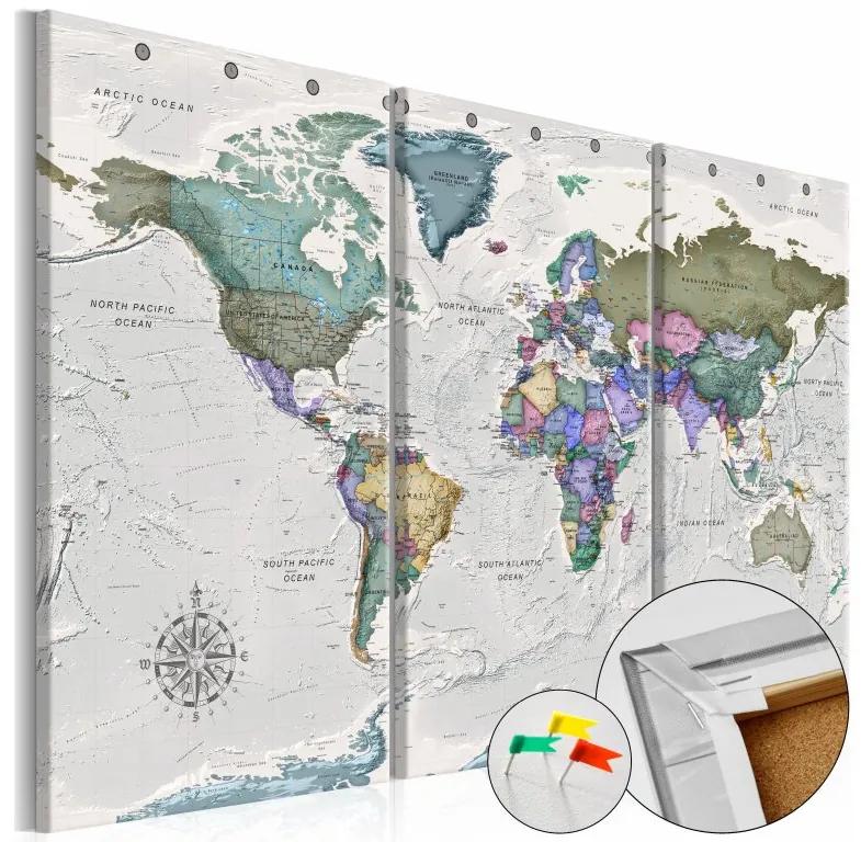 Artgeist Obraz na korku - World Destinations (3 Parts) [Cork Map] Veľkosť: 120x80