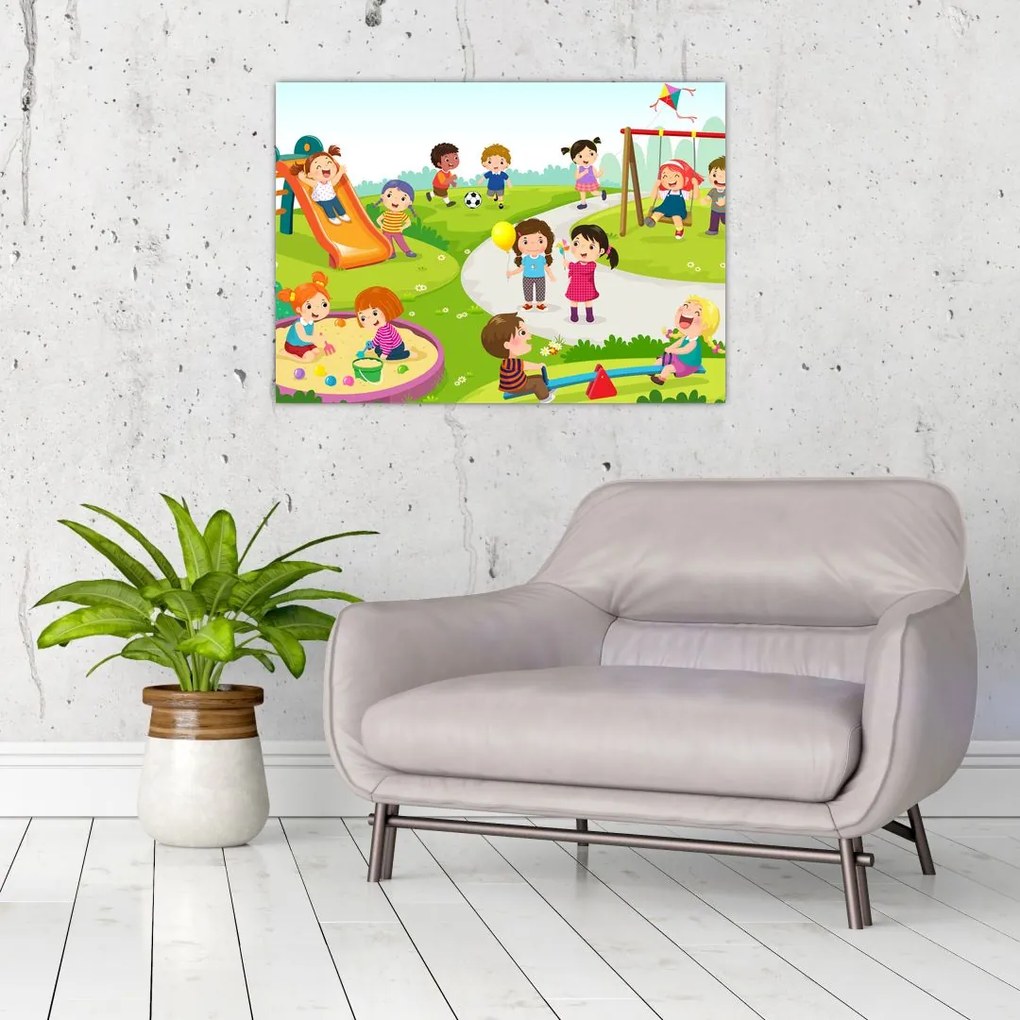 Obraz detských radovánok na pieskovisku (70x50 cm)