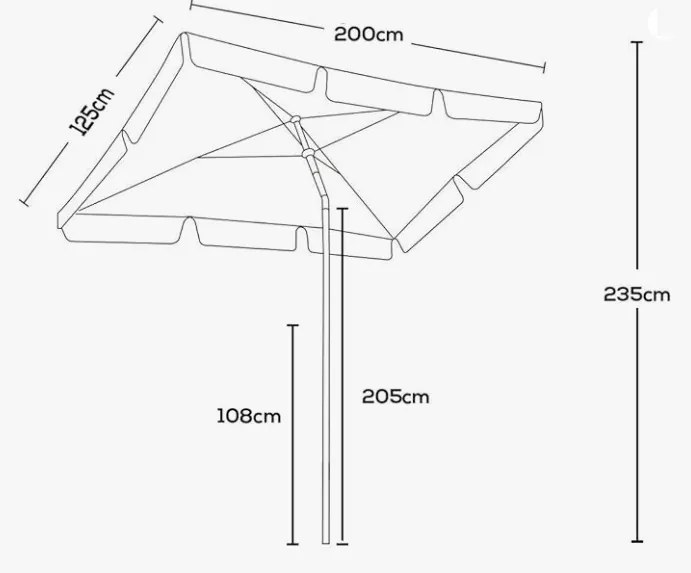 TRENDIE Záhradný slnečník 125x200 cm tmavo sivý
