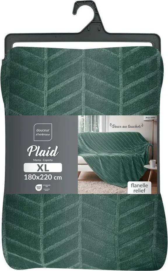 Zelený pléd z mikroflanelu 180x220 cm Arya – douceur d'intérieur