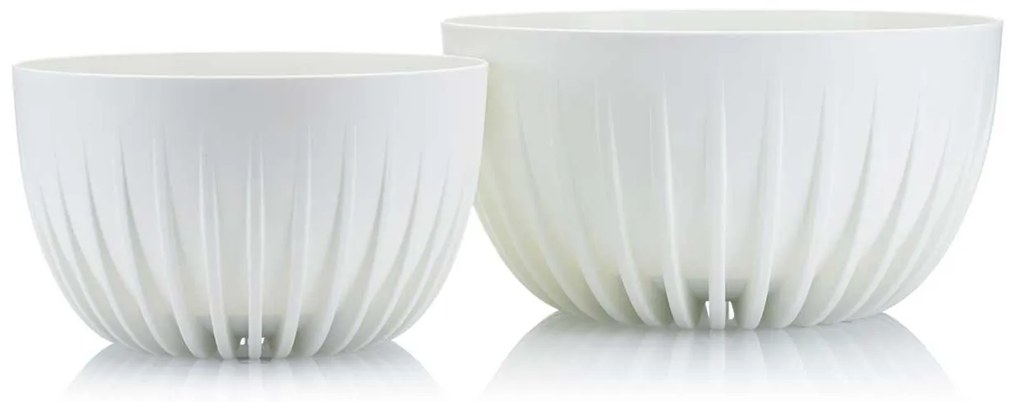 PLASTOVÝ KVETINÁČ STRIPPED ECO 14X24 CM BIELA