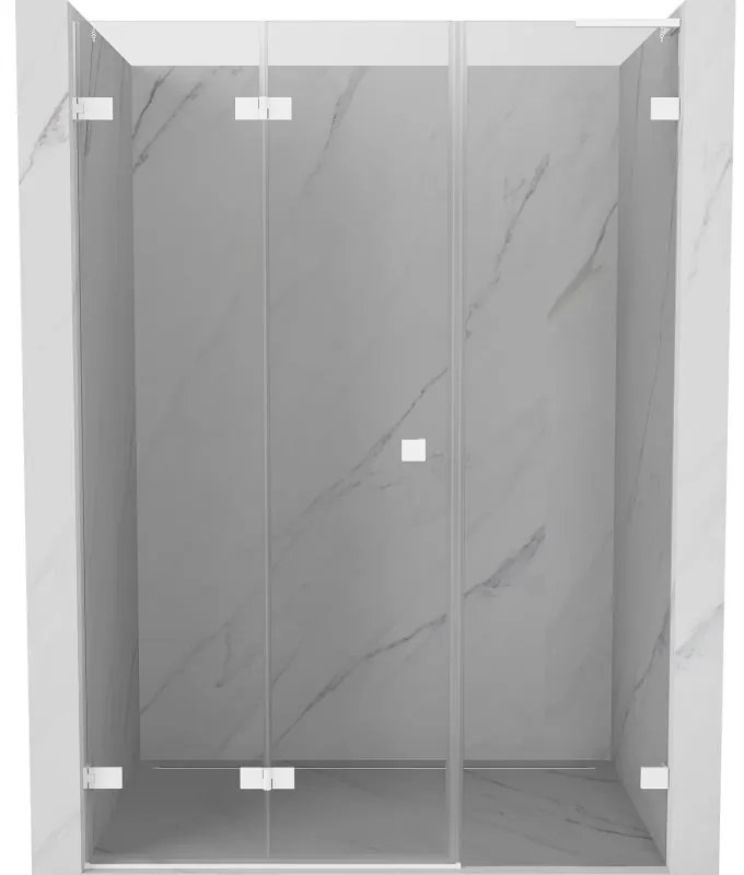 Mexen Lunar-F, L skladacie ľavé sprchové dvere 130 cm, 8mm číre sklo, biely profil, 836SL-130-050-20-00-L