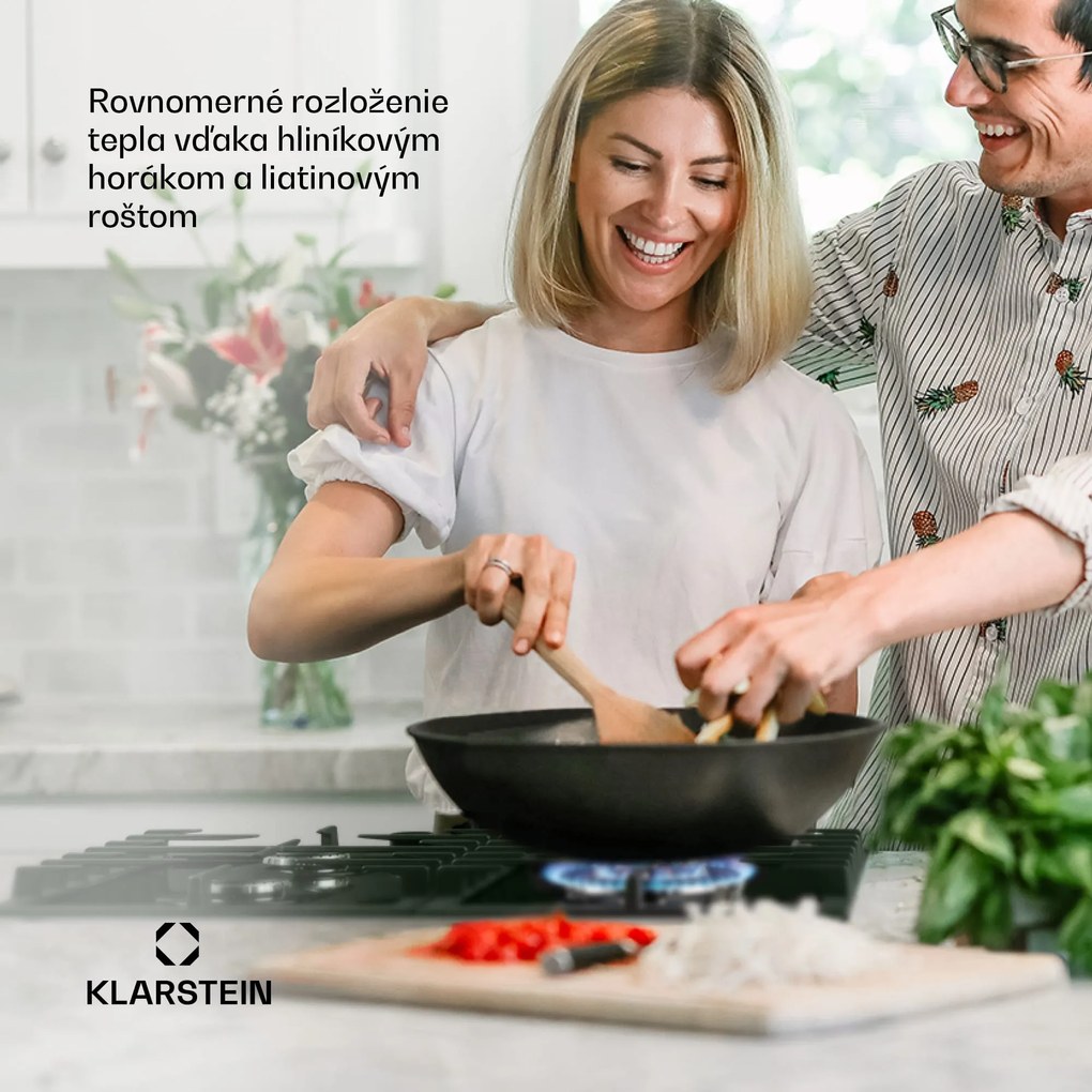 Klarstein Ignito 4, plynová varná doska, 4 Sabaf horáky, sklokeramika, čierna