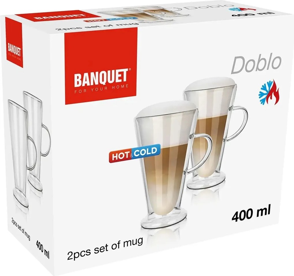 Banquet Doblo dvojstenné sklenené hrnčeky 400 ml 2 ks