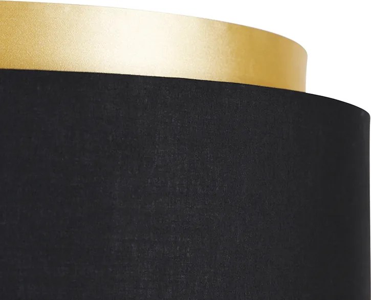 Moderná stojaca lampa čierna s tienidlom čiernym so zlatom - Simplo