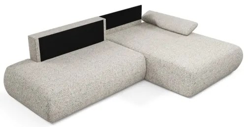 Rohová rozkladacia sedacia súprava s úložným priestorom do tvaru L PRATO pravá béžová