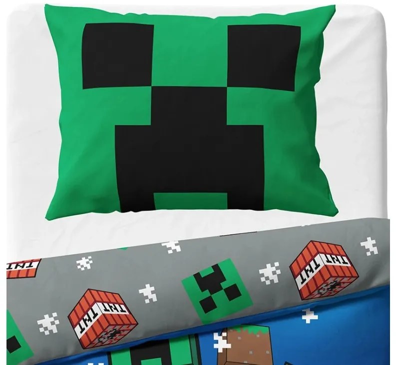 TipTrade Bavlnené obliečky 140x200 + 70x90 cm - Minecraft Creeper explode
