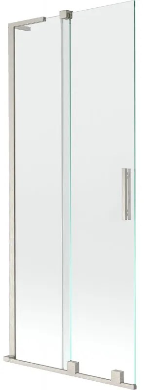 Mexen Velar L, 2-krídlová posuvná vaňová zástena 85 x 150 cm, 8mm číre sklo, brúsená oceľ, 896-085-003-01-97