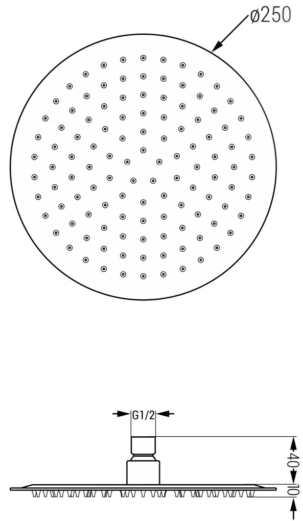 Mexen sprchová nerezová hlavica Round 25 cm, biela, 79225-20