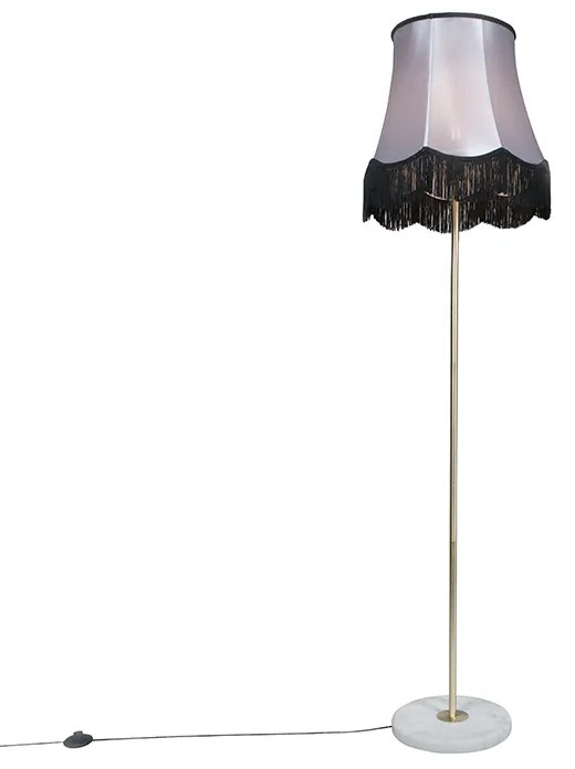 Stojaca lampa mosadzná s tienidlom Granny čierna-šedá 45 cm - Kaso