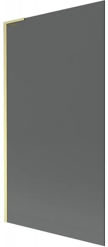 Mexen Next L, 1-krídlová vaňová zástena 100 x 150 cm, 6mm šedé sklo, zlatý matný profil, 895-100-000-03-40-55
