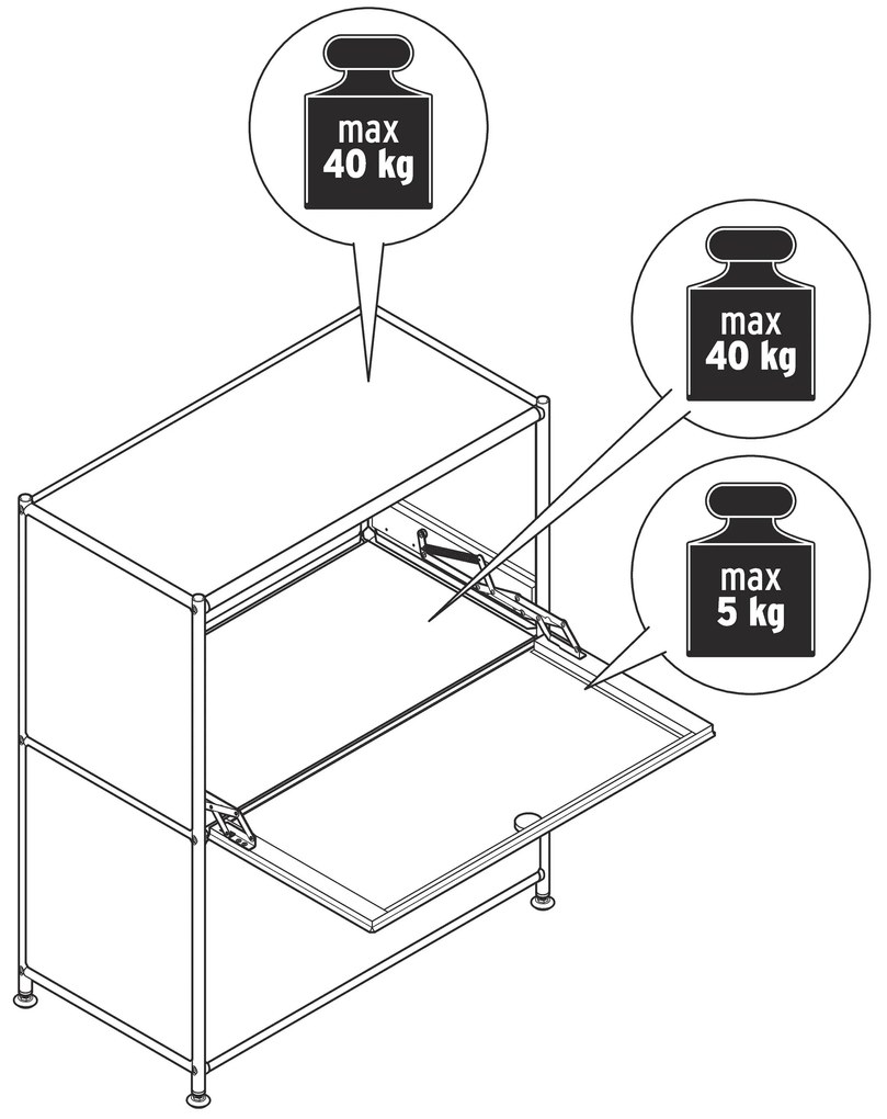 Kovová odkladacia skrinka »CN3« s výklopnými priečinkami, zelená