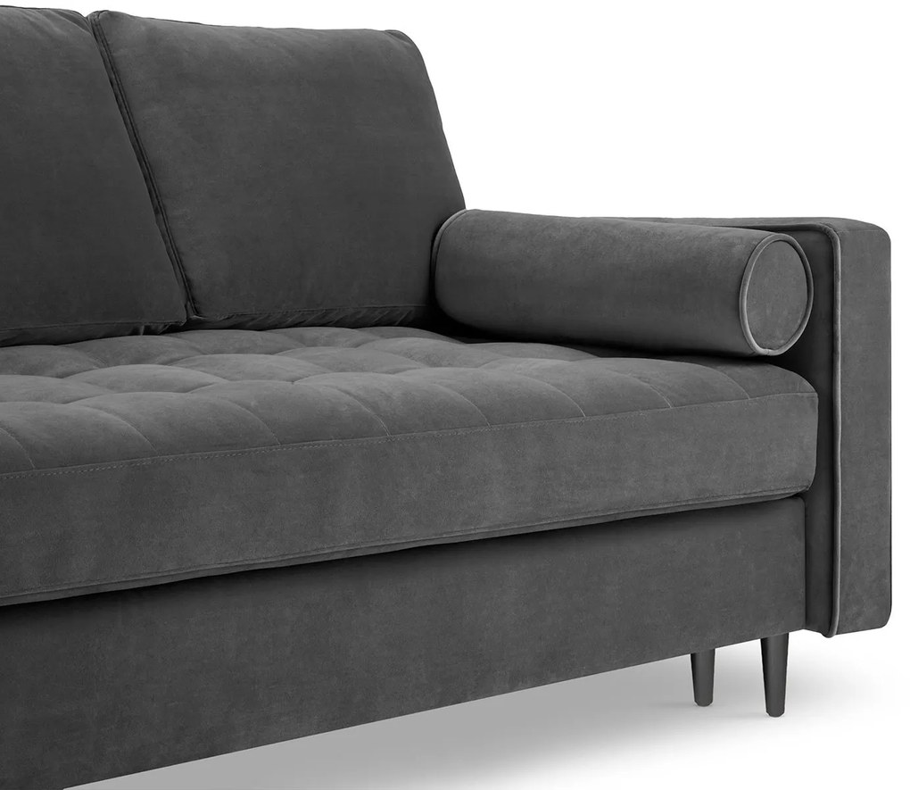 Rozkladacia zamatová pohovka s úložným priestorom Romeo 225 × 100 × 96 cm