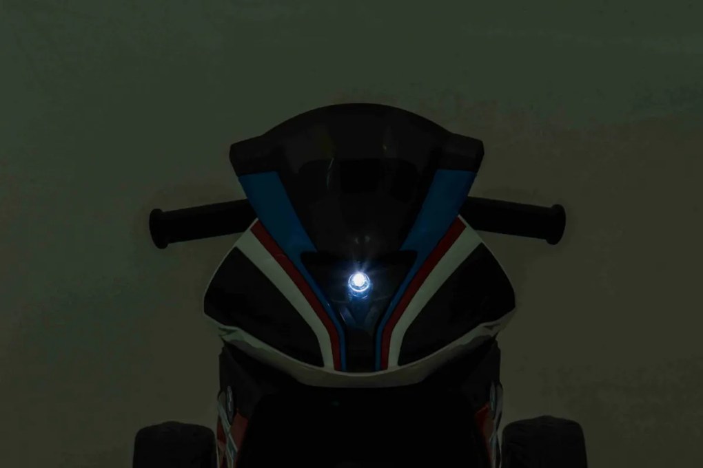Ramiz BMW HP4 Detský motocykel na batérie Modrá + 3 kolieska + LED + MP3 USB + Eco koža